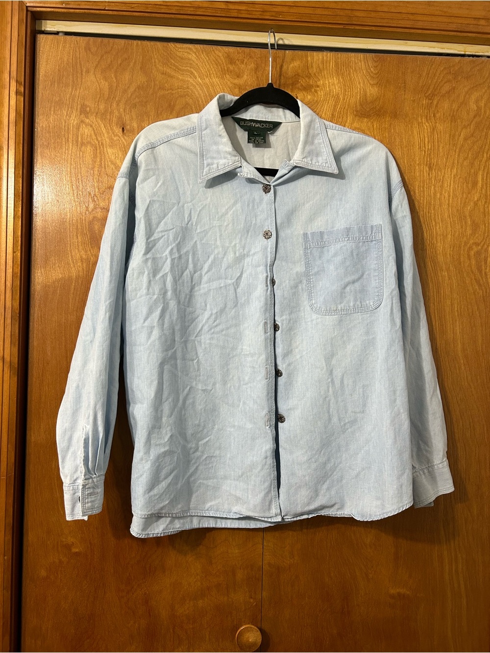 Bushwacker Light Wash Button-Down Chambray Shirt